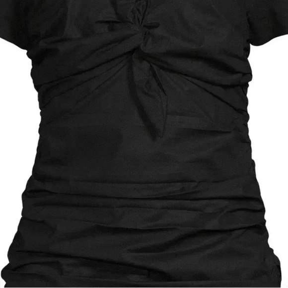 Tanya Taylor Peyton Knot Mini Dress, XS; Retro Ruched 80s Inspired Eras Dress - Picture 8 of 15